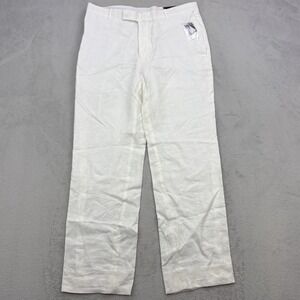 INC Pants Mens 33x30 White Linen Ramie Blend Baggy London Straight Flat NWT NEW